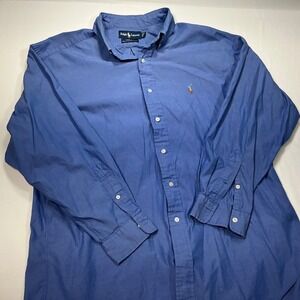Ralph Lauren Yarmouth Blue Oxford Button Down Long Sleeve Shirt Mens 17 33